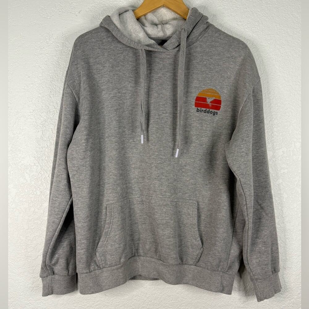 Birddogs Gray Logo graphic Hoodie sweatshirt Sunset Beach Coastal Casual